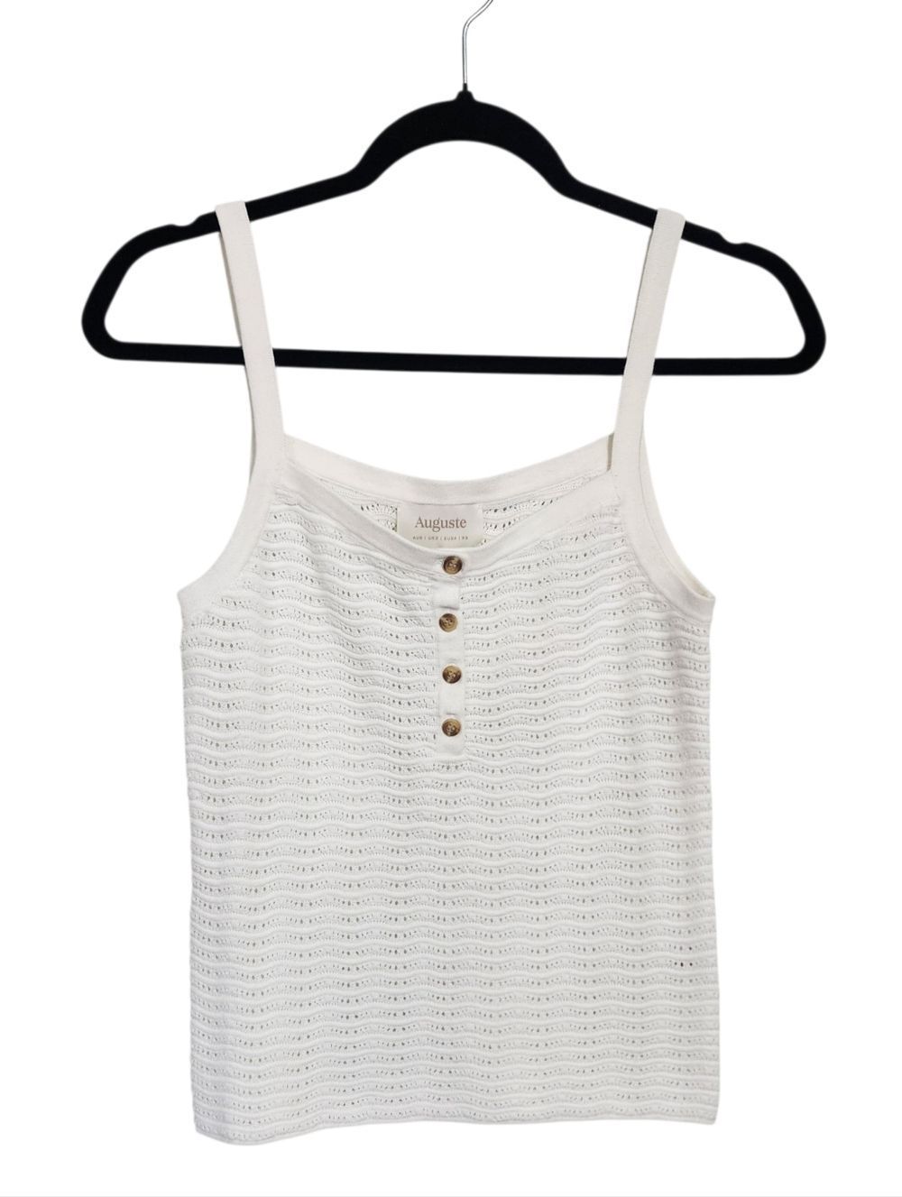 Auguste The Label White Organic Cotton Knit Tank Top XS New England Old Money